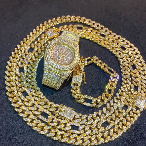 Gold Watch and Chain Set 18 inch 20” 24 inch